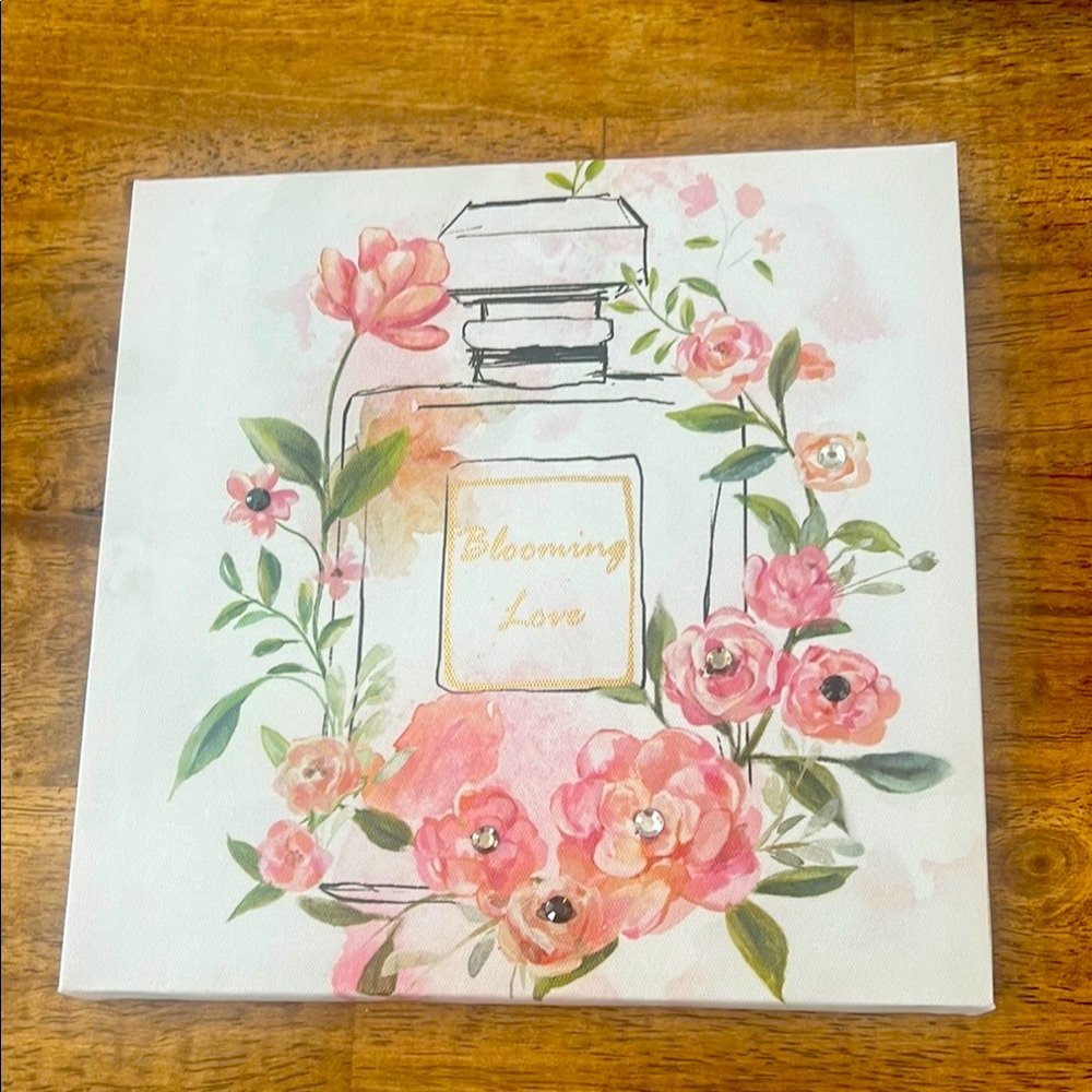 Floral Perfume Bottle Canvas Art